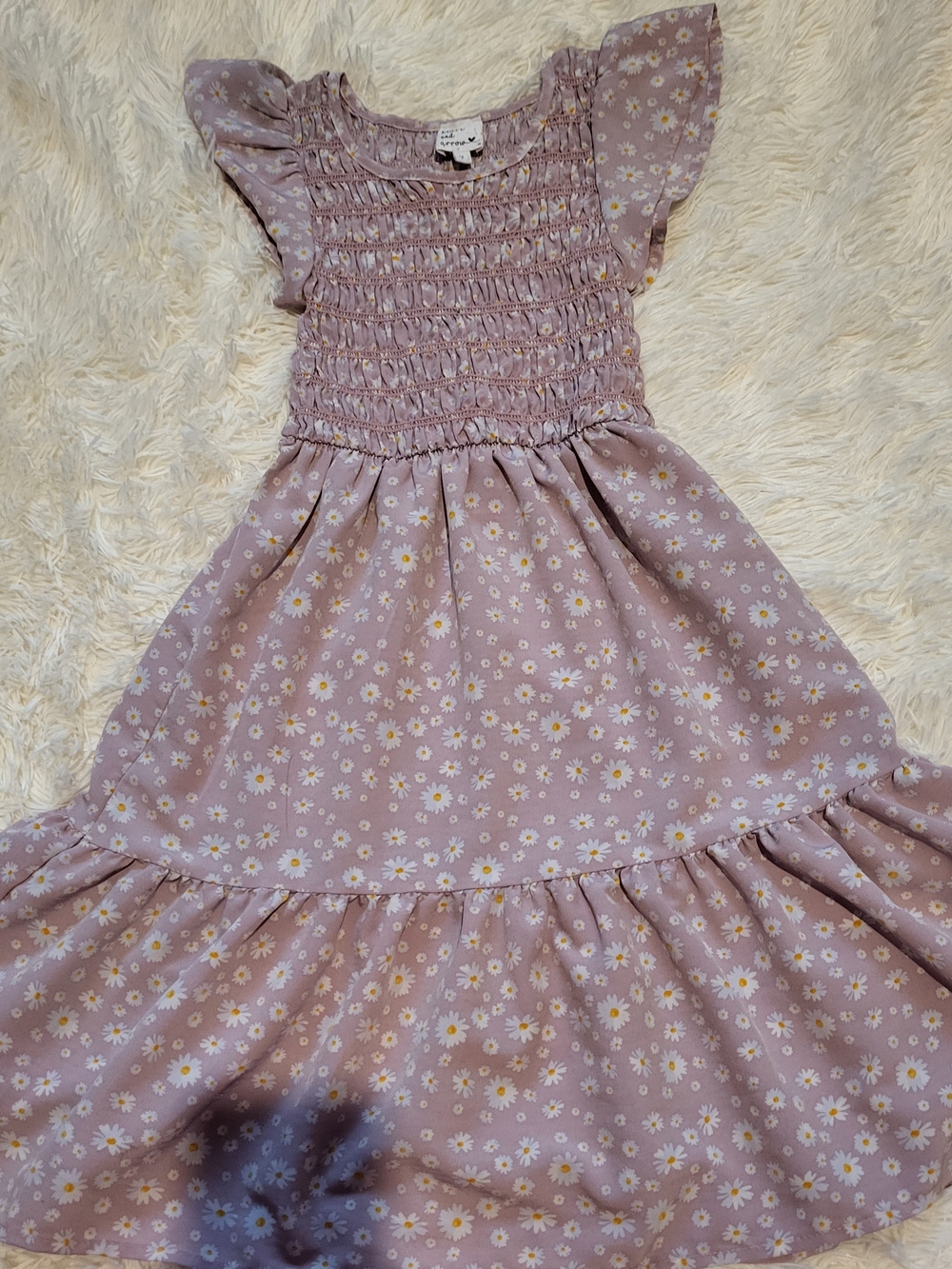 Heart and Arrow Girls' Floral Smocked Lavender Casual Dress Size 7 #0016